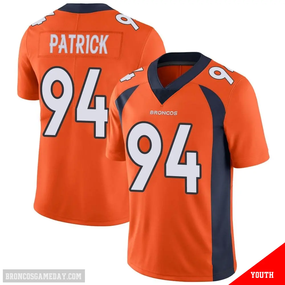 ＃94 Youth Aaron Patrick Orange Limited Denver Broncos Team Color Vapor Untouchable Jersey