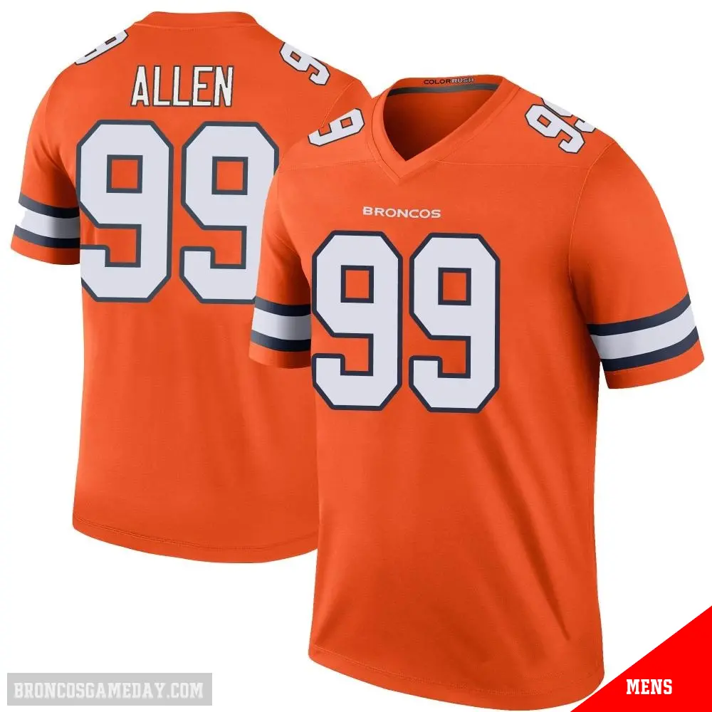 ＃99 Men's Zach Allen Orange Legend Denver Broncos Color Rush Jersey